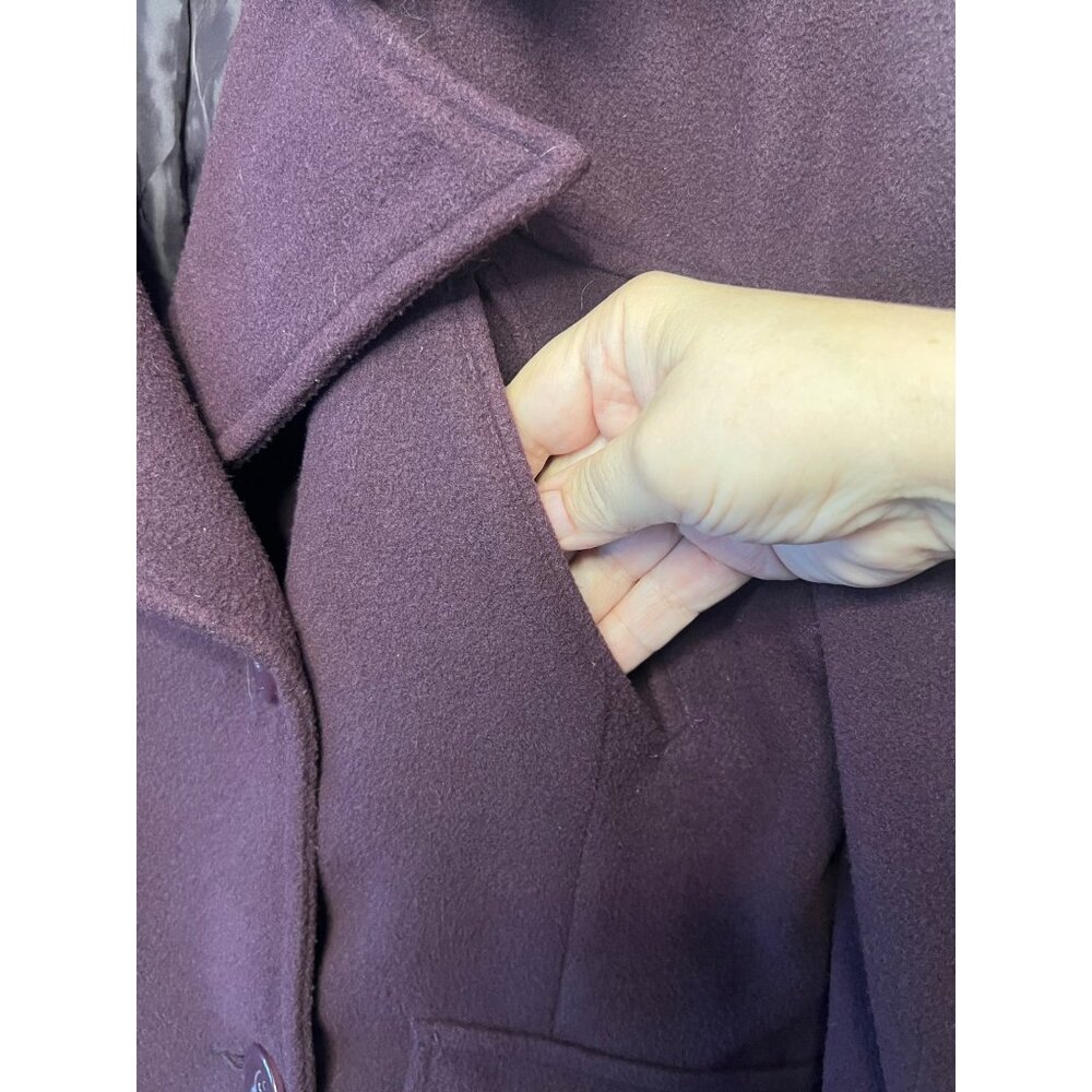 Dollhouse Women's Burgundy Peacoat Jacket Faux Fur Collar XL Double Breasted - Picture 8 of 16